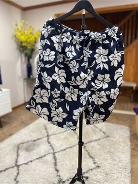 Cherokee Navy and White Floral Drawstring Shorts